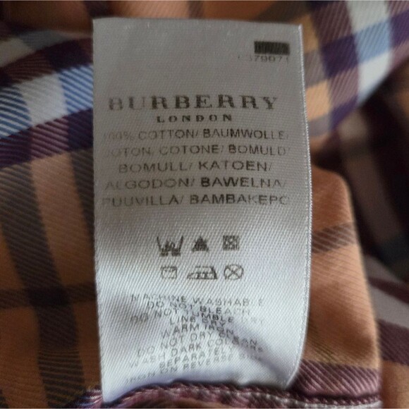 Burberry London Nova Check Plaid Long Sleeve Button Front Cotton Twill Shirt M - Picture 11 of 15